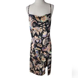 Forever 21 Black and Orange Paisley Midi Dress